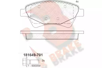 Комплект тормозных колодок R BRAKE RB1649-701