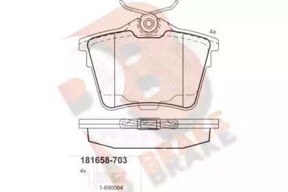 Комплект тормозных колодок R BRAKE RB1658-703