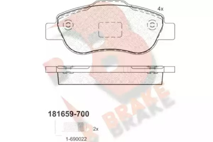 Комплект тормозных колодок R BRAKE RB1659-700