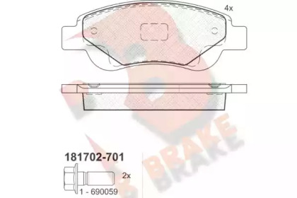 Комплект тормозных колодок R BRAKE RB1702-701