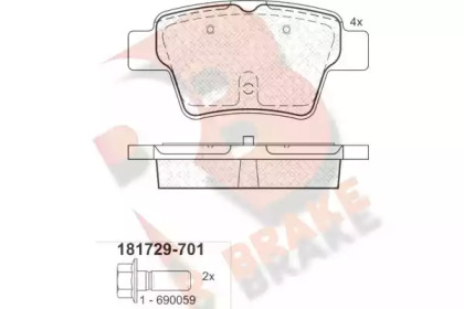 Комплект тормозных колодок R BRAKE RB1729-701