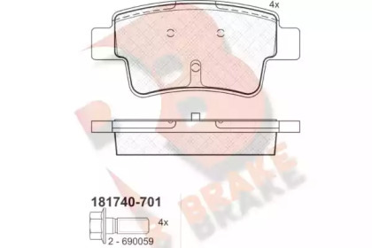 Комплект тормозных колодок R BRAKE RB1740