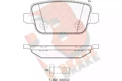 Комплект тормозных колодок R BRAKE RB1801