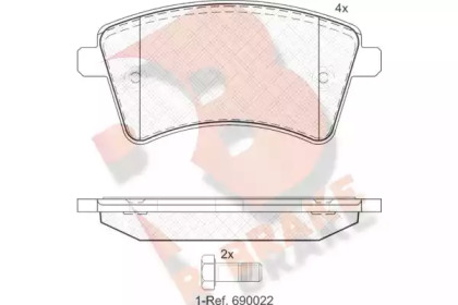 Комплект тормозных колодок R BRAKE RB1854