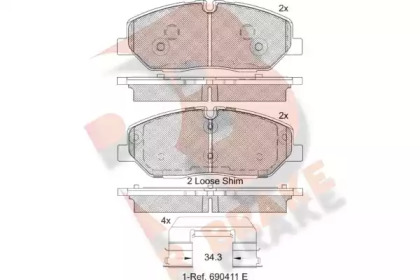 Комплект тормозных колодок R BRAKE RB2268-204