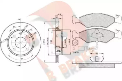 Комплект тормозов, дисковый тормозной механизм R BRAKE 3R04101064