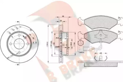 Комплект тормозов, дисковый тормозной механизм R BRAKE 3R04104844