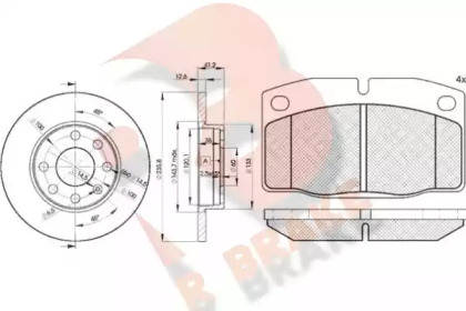 Комплект тормозов, дисковый тормозной механизм R BRAKE 3R04541240