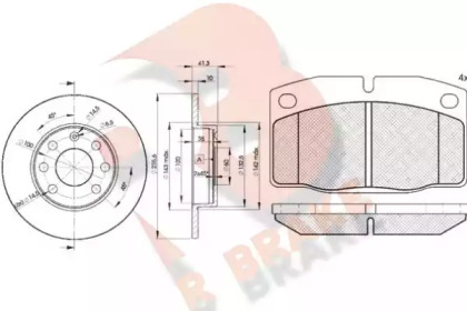 Комплект тормозов, дисковый тормозной механизм R BRAKE 3R04546193