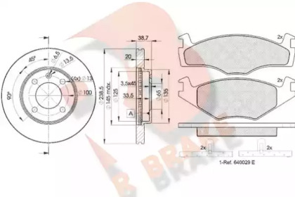 Комплект тормозов, дисковый тормозной механизм R BRAKE 3R04593975