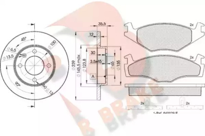 Комплект тормозов, дисковый тормозной механизм R BRAKE 3R04603300