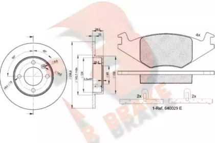 Комплект тормозов, дисковый тормозной механизм R BRAKE 3R04613325