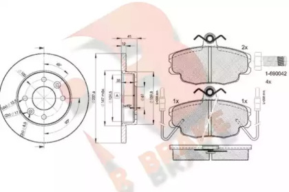 Комплект тормозов, дисковый тормозной механизм R BRAKE 3R05544705