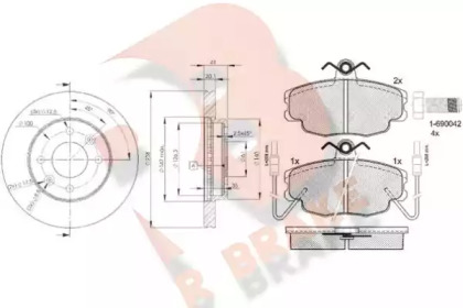 Комплект тормозов, дисковый тормозной механизм R BRAKE 3R05546572