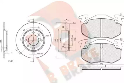 Комплект тормозов, дисковый тормозной механизм R BRAKE 3R06494247