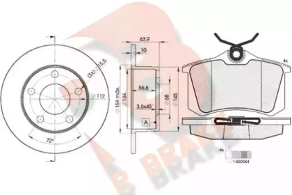 Комплект тормозов, дисковый тормозной механизм R BRAKE 3R06974060