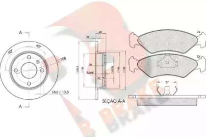 Комплект тормозов, дисковый тормозной механизм R BRAKE 3R07761062