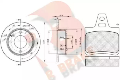 Комплект тормозов, дисковый тормозной механизм R BRAKE 3R08127811