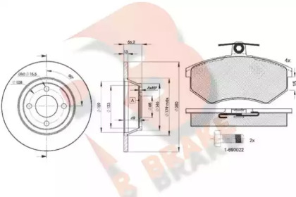 Комплект тормозов, дисковый тормозной механизм R BRAKE 3R08358014