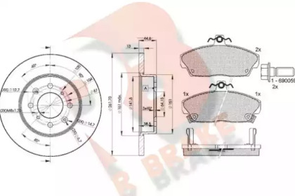 Комплект тормозов, дисковый тормозной механизм R BRAKE 3R08600841