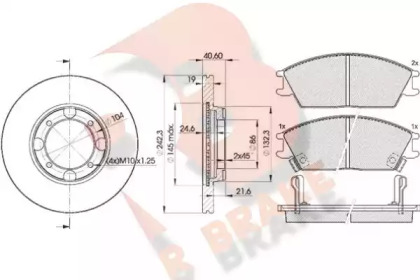 Комплект тормозов, дисковый тормозной механизм R BRAKE 3R08872135