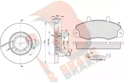 Комплект тормозов, дисковый тормозной механизм R BRAKE 3R08965610