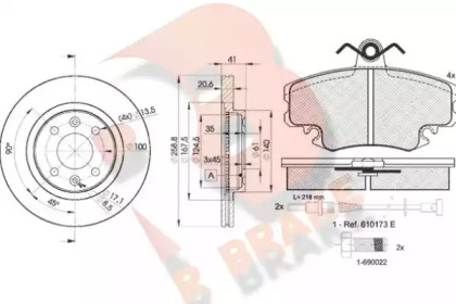 Комплект тормозов, дисковый тормозной механизм R BRAKE 3R09933550