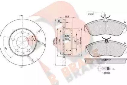 Комплект тормозов, дисковый тормозной механизм R BRAKE 3R10544682