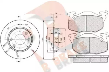 Комплект тормозов, дисковый тормозной механизм R BRAKE 3R11204689