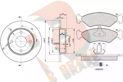 Комплект тормозов, дисковый тормозной механизм R BRAKE 3R11431063