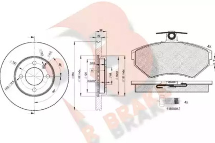 Комплект тормозов, дисковый тормозной механизм R BRAKE 3R11563790