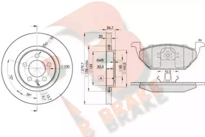 Комплект тормозов, дисковый тормозной механизм R BRAKE 3R11845603