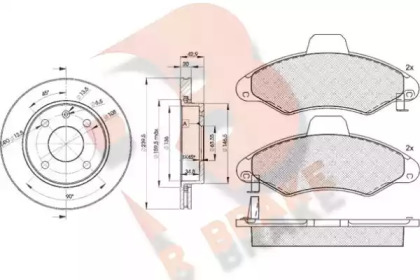 Комплект тормозов, дисковый тормозной механизм R BRAKE 3R12291064