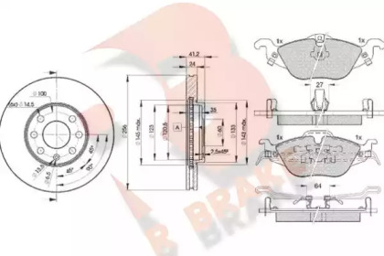 Комплект тормозов, дисковый тормозной механизм R BRAKE 3R12497879