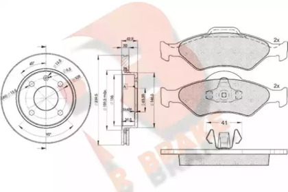 Комплект тормозов, дисковый тормозной механизм R BRAKE 3R13441064