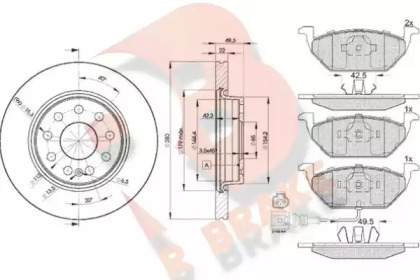 Комплект тормозов, дисковый тормозной механизм R BRAKE 3R13495614