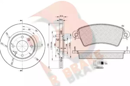 Комплект тормозов, дисковый тормозной механизм R BRAKE 3R13654697