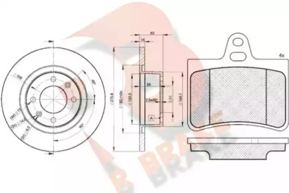 Комплект тормозов, дисковый тормозной механизм R BRAKE 3R14074754