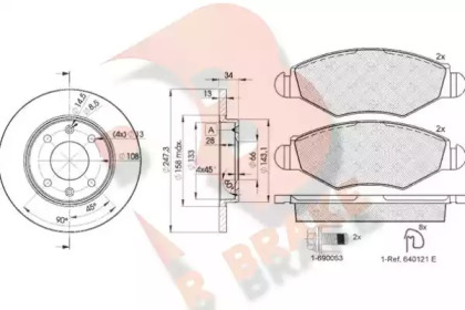 Комплект тормозов, дисковый тормозной механизм R BRAKE 3R14394298