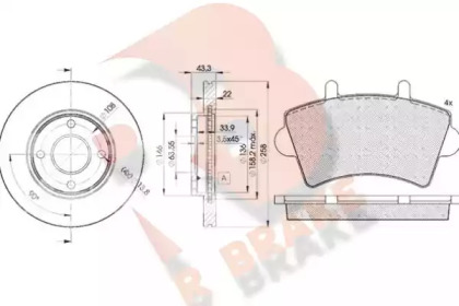 Комплект тормозов, дисковый тормозной механизм R BRAKE 3R14425344