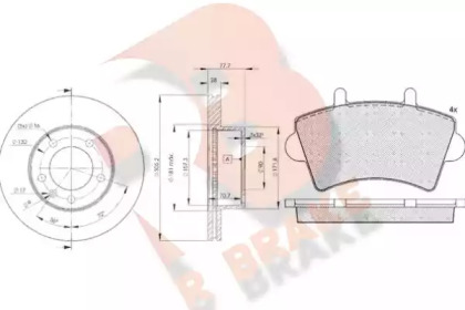 Комплект тормозов, дисковый тормозной механизм R BRAKE 3R14426848