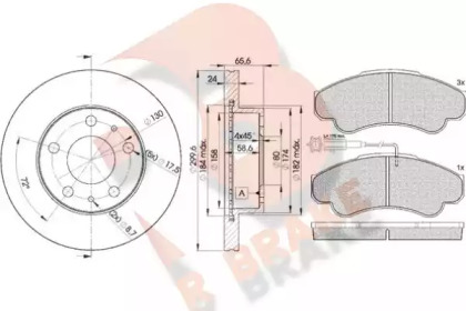 Комплект тормозов, дисковый тормозной механизм R BRAKE 3R15224682