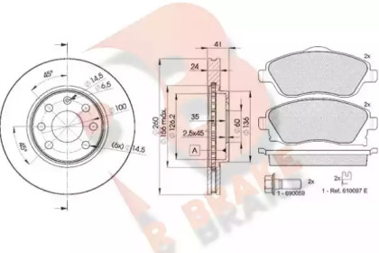 Комплект тормозов, дисковый тормозной механизм R BRAKE 3R15269000