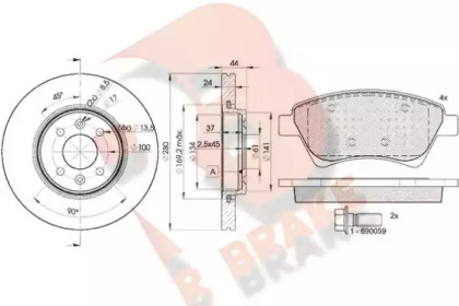 Комплект тормозов, дисковый тормозной механизм R BRAKE 3R15357829