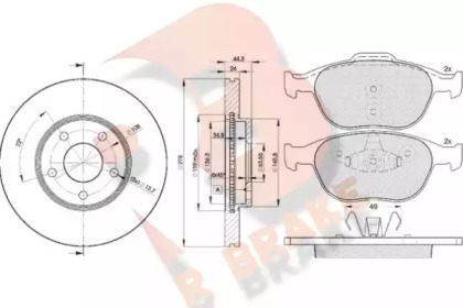 Комплект тормозов, дисковый тормозной механизм R BRAKE 3R15375980