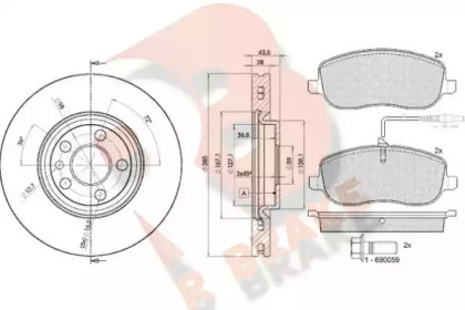 Комплект тормозов, дисковый тормозной механизм R BRAKE 3R15534678