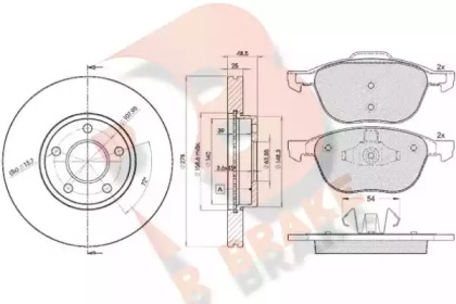 Комплект тормозов, дисковый тормозной механизм R BRAKE 3R16173963