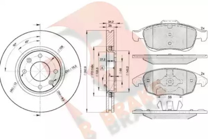 Комплект тормозов, дисковый тормозной механизм R BRAKE 3R18524752