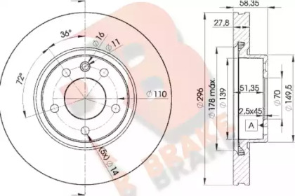 Тормозной диск R BRAKE 78RBD21134