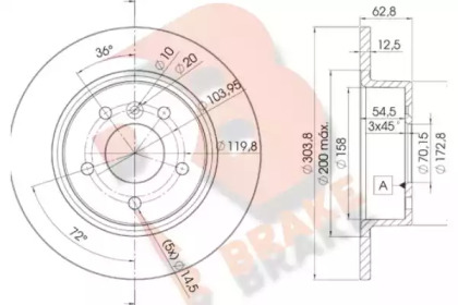 Тормозной диск R BRAKE 78RBD22004